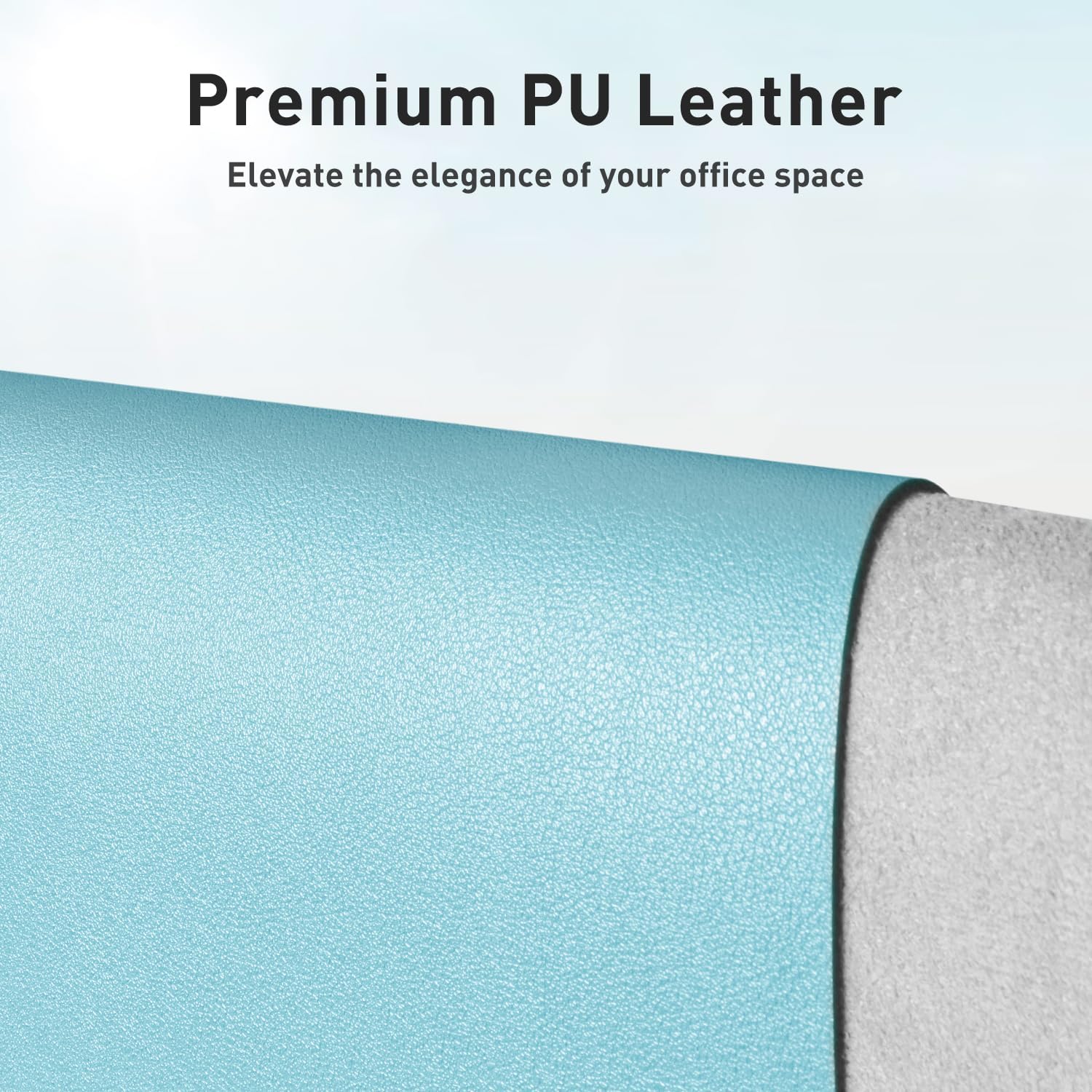 Aothia Large PU Leather Desk Pad Protector – Non-Slip Mouse Pad & Writing Mat for Office/Home, Waterproof, Easy to Clean(36" x 17", Blue Topaz)