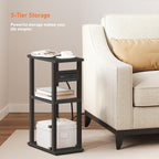 TUTOTAK Small Narrow Side Table with Charging Station, Skinny End Table for Small Spaces, Slim Nightstand with USB Ports and Outlet, Sofa Beside Table with Wheels, Black TB01BK046