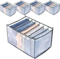 TOOVREN Closet Organizer 5PCS, Clothes & Pants Organizer for Folded Clothes, T-Shirts, Bras, Skirts, Jeans (7 Grids)