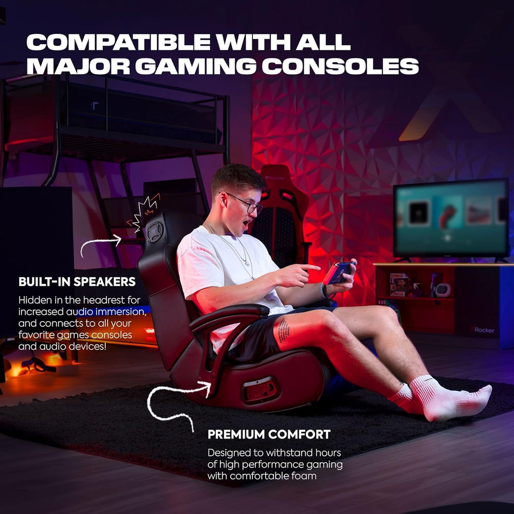 X Rocker Video Gaming Floor Rocker Chair, Built-in Audio, College Dorm Essent...