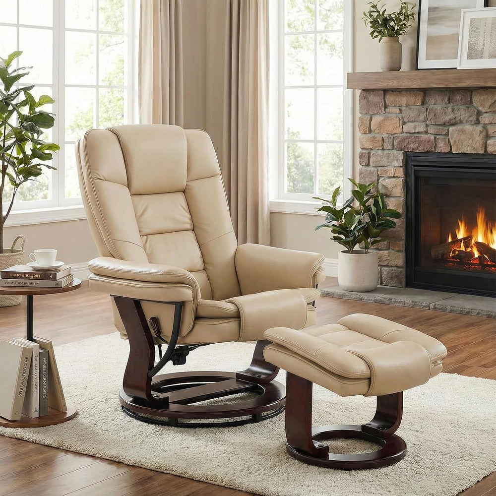 Swivel Recliner Chair with Ottoman Reclining Lounge Sofa Footrest, Set of 1 |...