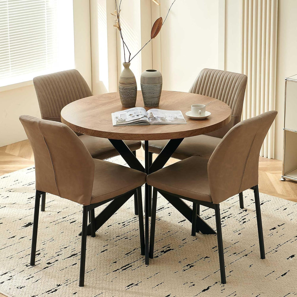 37" Round Dining Table Set for 4, Mid Century Modern Small Coffee Set fo...