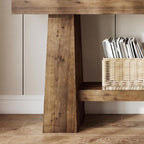 Solid Wood Console Table, 63-Inch Entryway Table with Storage, Long Wooden Sofa Table Behind Couch for Entryway, Hallway, Foyer, Living Room, Natural Wood