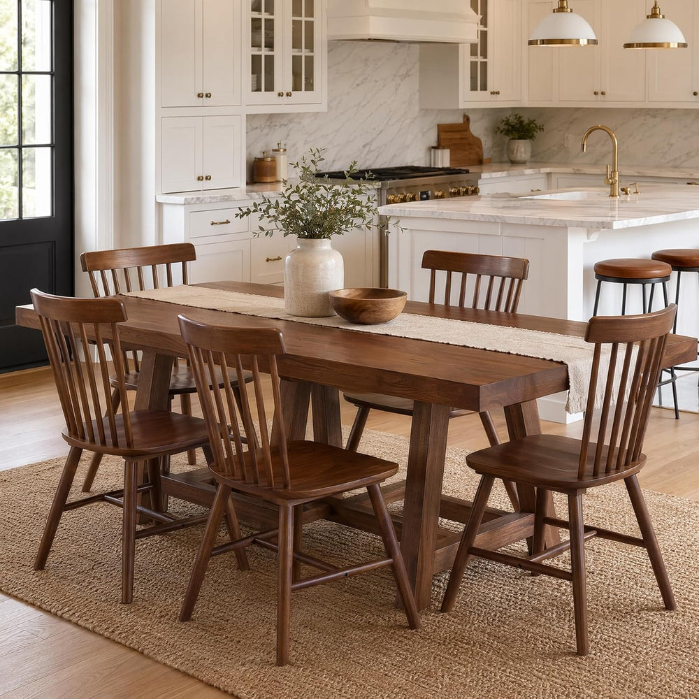 Windsor Dining Chairs Set of 4, Spindle Back Wooden Chairs