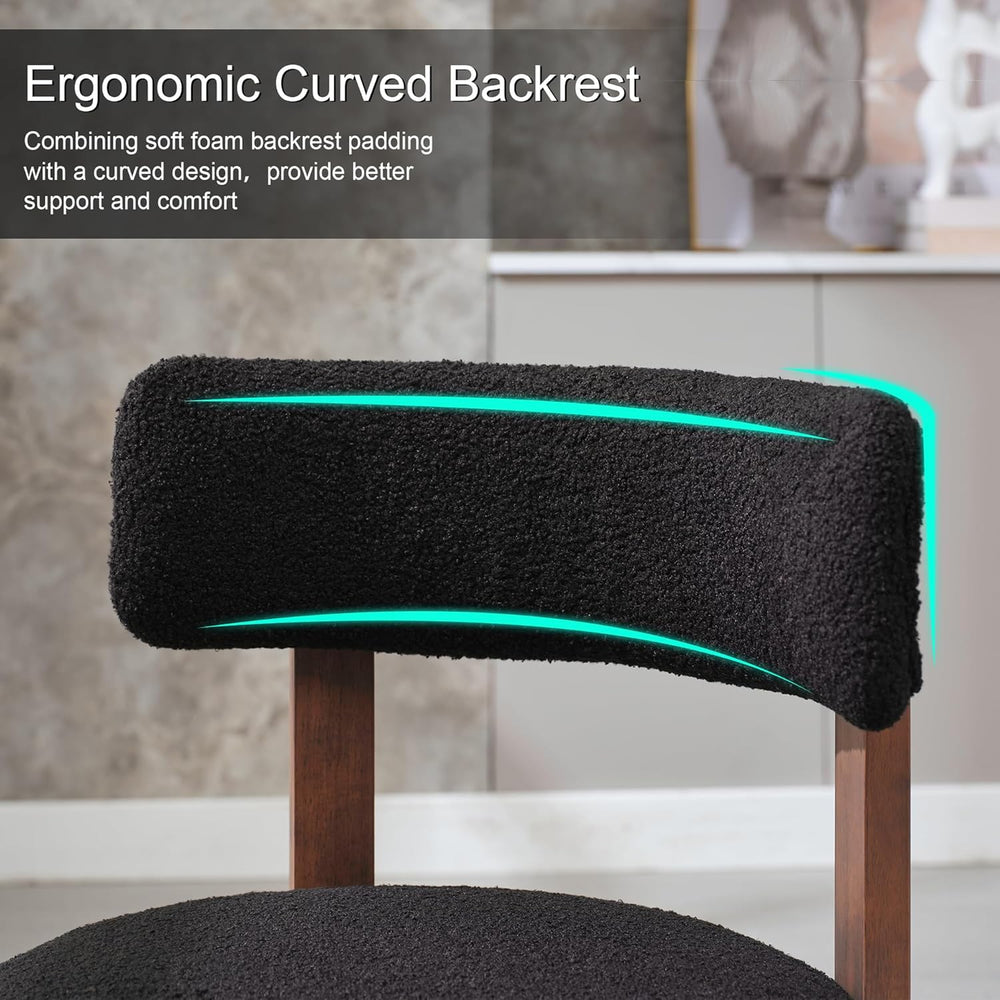 Okeysen Modern Dining Chairs Set of 4, Round Upholstered Armless Kitchen Chai...
