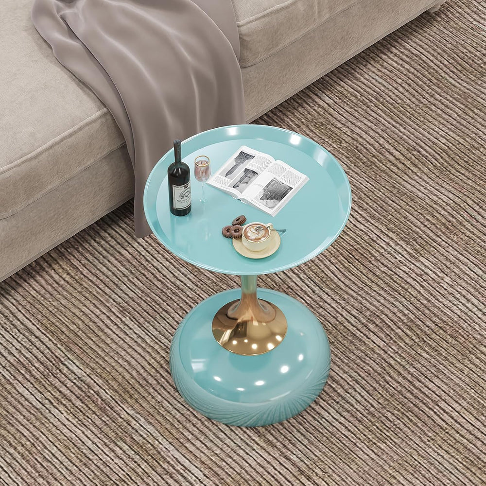 1-Pack Light Green Sleek Hourglass Side Table - Glossy Finish & Metallic ...