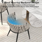 KCC Fabric Dining Chairs Set of 6, Modern Dining Chair with Metal Legs, Woven Upholstered Dining Chairs for Dining Room, Kitchen, Vanity, Living Room (Beige)