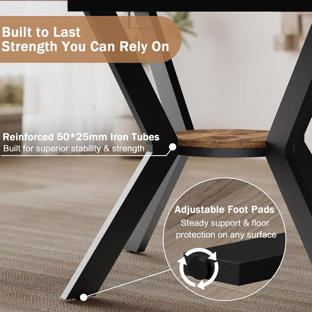 42"-58" Extendable Oval Dining Table for 4-6, Kitchen Round Table w...