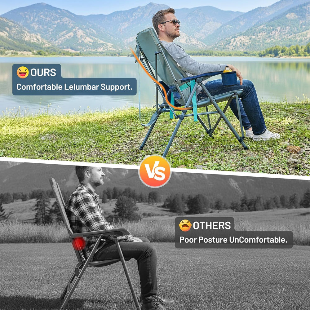 Timber Ridge Oversized Camping Chair with Lumbar Support, Portable Folding Ch...