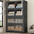 200GAL Extra Large Storage Bins with Lid, 800Qt Stackable Closet Organizers and Drawers, Collapsible Storage Bins with Wheels, Folding Containers for Home, Kitchen Office, 4Pack Black