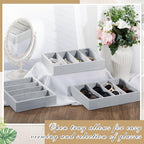 4 Pcs Gray Sunglass Organizer Trays 4 Grids Velvet Glasses Holder Jewelry Display Organizer Eyeglasses Storage Box Drawer