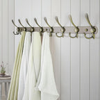 Dseap Coat Rack Wall Mount - 29.5” Long 8-Tri-Hooks Heavy Duty Coat Hanger Rail Wall Hooks for Hanging Coats Hats Clothing Clothes Purse Mudroom Entryway, Bronze