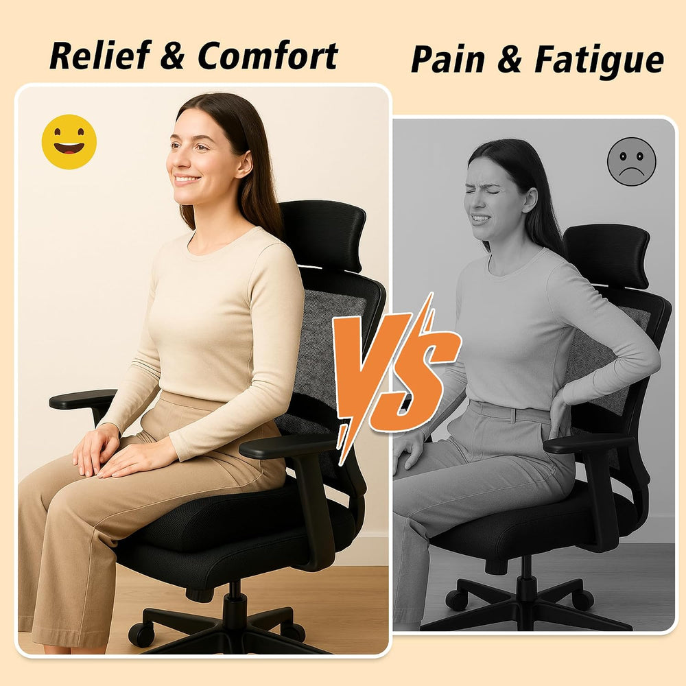 Office Chair Booster Cushion — 6-Inch Extra-Thick Height Increase Seat Pad wi...