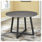 Signature Design by Ashley Centiar Mid Century Round Dining Room Table with Metal Legs, Gray & Black