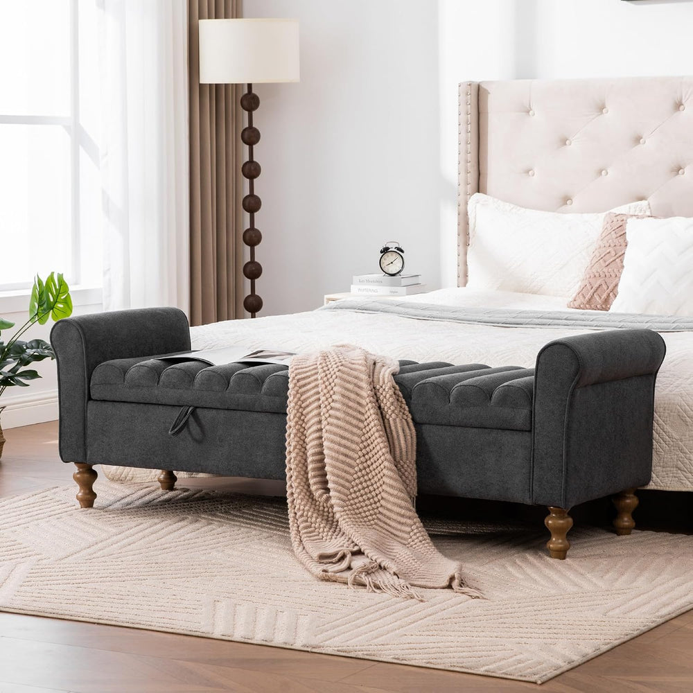 Aoiy & Wifon 65.55" W Large Storage Ottoman Bench, King Size End of ...