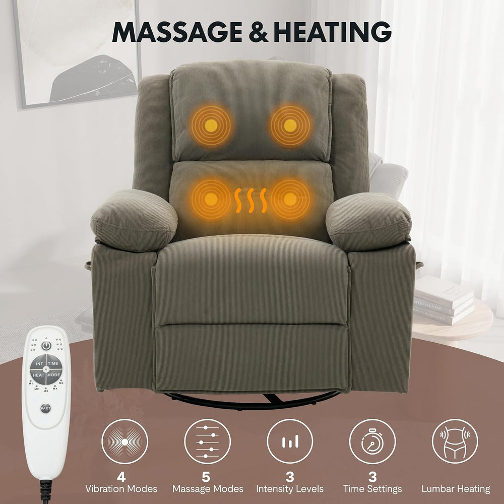 FLEXISPOT XRC2 360° Swivel Rocker Recliner with Massage & Lumbar Heat