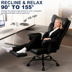 Misolant Big and Tall Office Chair with Footrest, High Back Executive Desk Chair with Adjustable Lift Armrest, 155°Recline，Lumbar Support Pillow, Faux Leather Gaming Chairs for Home or Office Black
