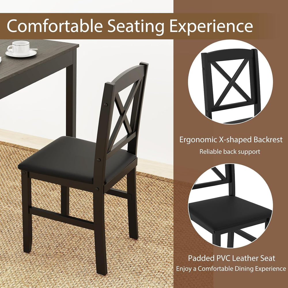 POWERSTONE Small Dining Table Set for 2, Square Kitchen Table with 2 Upholste...