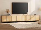 WAMPAT Modern TV Stand for 32-110 inch TVs, Wood Entertainment Center with Storage Cabinets, Media TV Console Table for Living Room, Oak