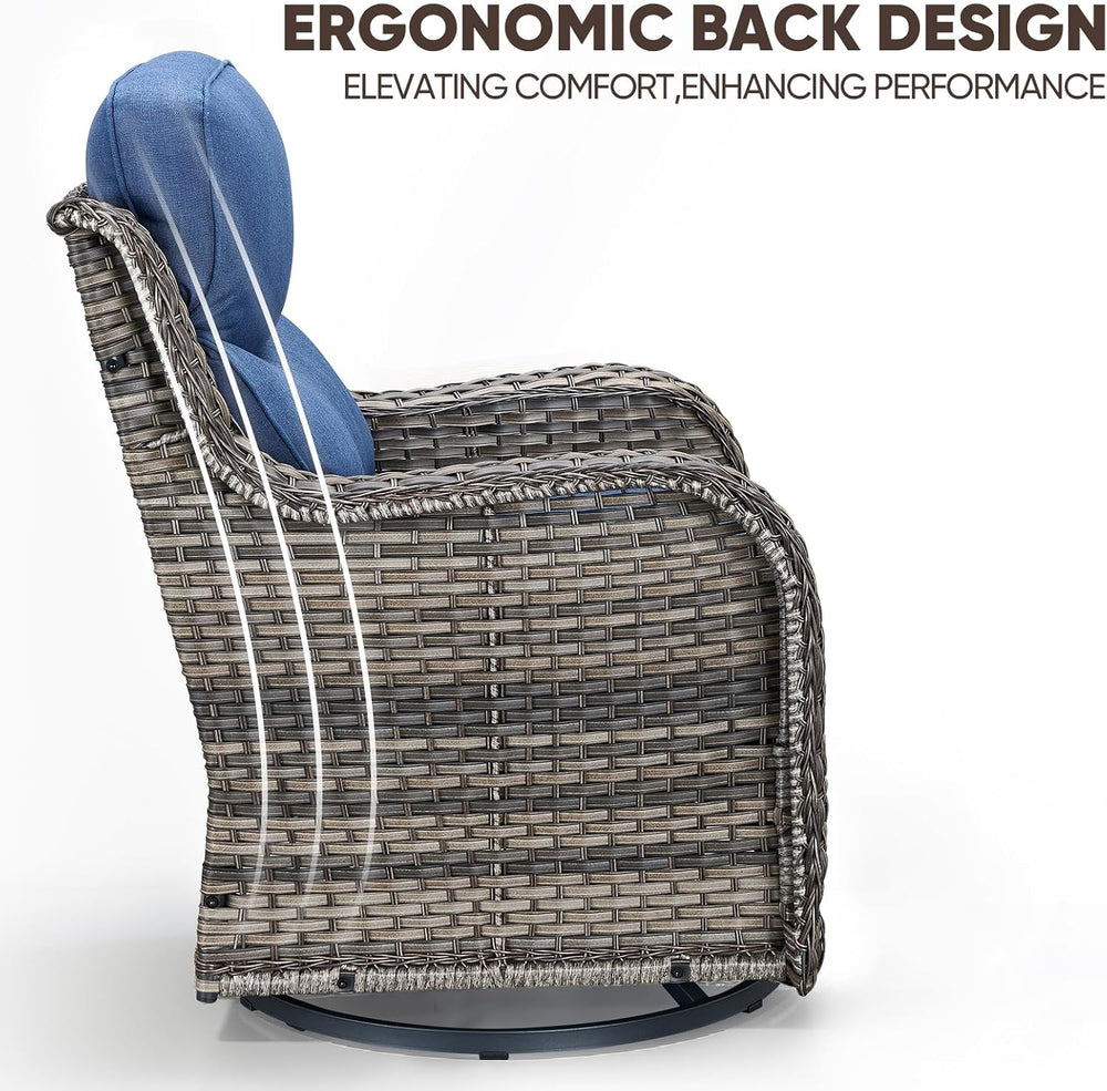 Swivel Patio Chairs sofa Set of 4 with 6" Thick Cushion - Wicker Outdoor...