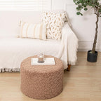Round Pouf Ottoman Footstool 20x14In Ottoman Footrest for Couch Sofa Coffee | All-in-one Foam Floor Pouf,Ottoman Coffee Table,Footstool Ottoman Boho Poof Home Decor Beanbag Chairs for Living Room Bedroom