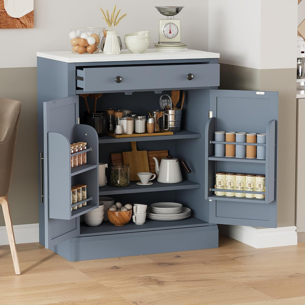 Bellemave Freestanding Coffee Bar Cabinet with Drawer & Adjustable Shelve...