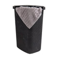 Mind Reader 60L Slim Laundry Hamper, Clothes Basket, Lid, Wicker Design, Plastic, 17.65"L x 13.75"W x 24.15"H, Black