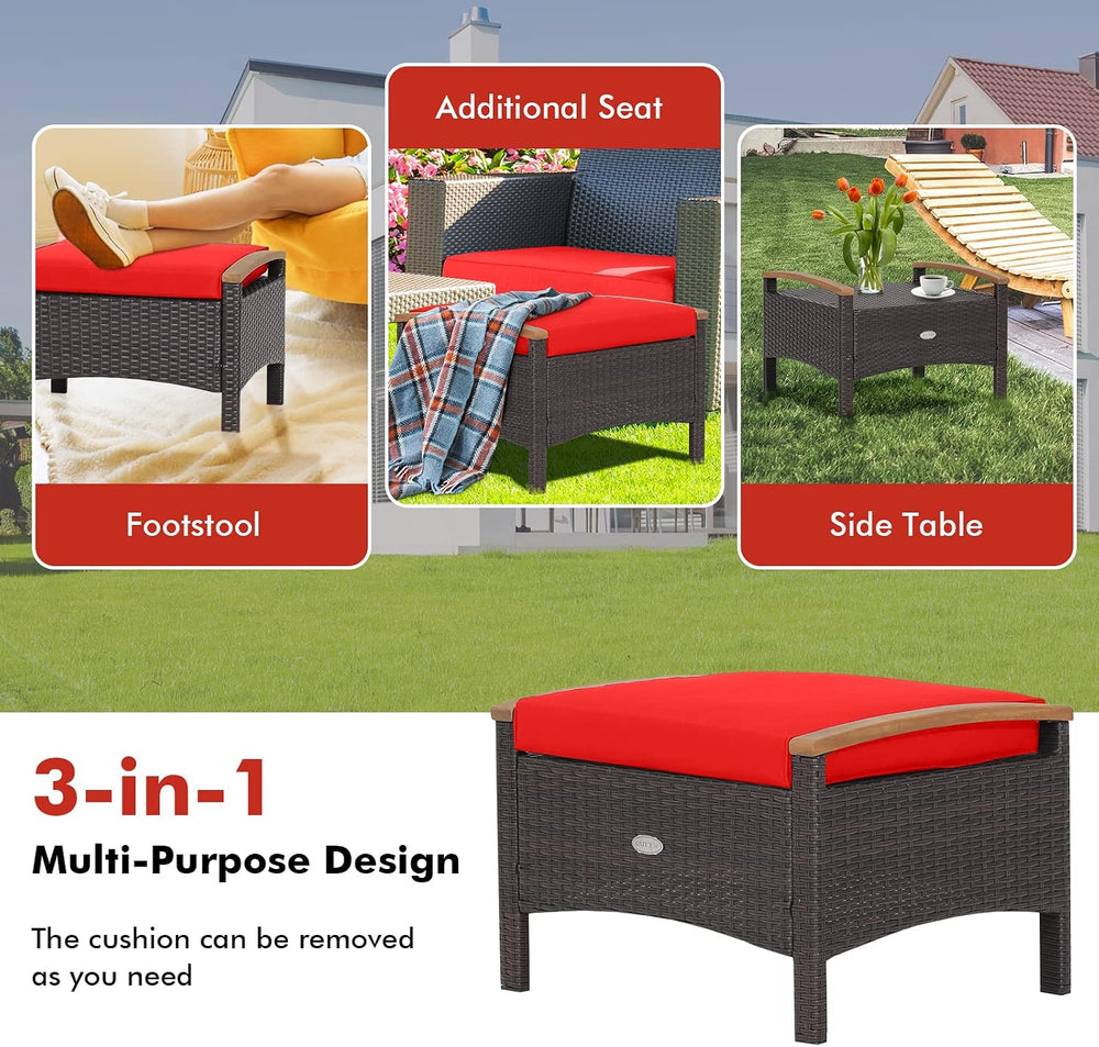 ORALNER Outdoor Ottoman, Set of 2 Rattan Footstools, All-Weather Wicker Foot ...