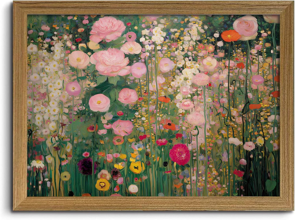 Floral Wall Art Wildflower Meadow Picture Wall Decor Gustav Klimt Print