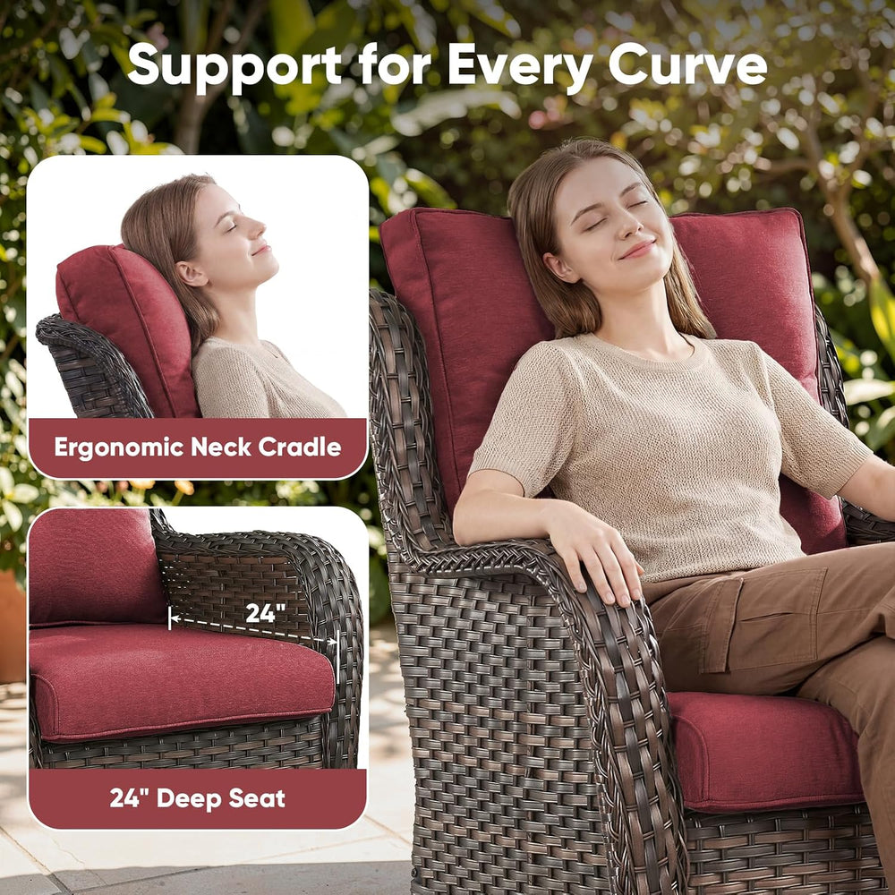 Belord Patio Wicker Chairs Swivel Rocker,Outdoor Patio Furniture Set with Rat...