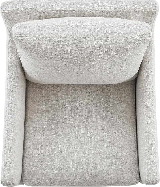 Upholstered Dining Chairs with Casters, No Assembly Modern Accent Armchair with Rollers for Dining Room, Bedroom, Living Room, Reading Room, Already Assembled, Ivory, 1 Box