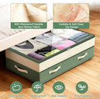 Dolicer 4 Pack Under Bed Storage with Wheels, 6in-10in Height Adjustable Underbed Storage Containers, 92L XXXL Under Bed Drawers Rolling Bin with Clear Lids for Dorm Shoes Clothes Organizers(Green)