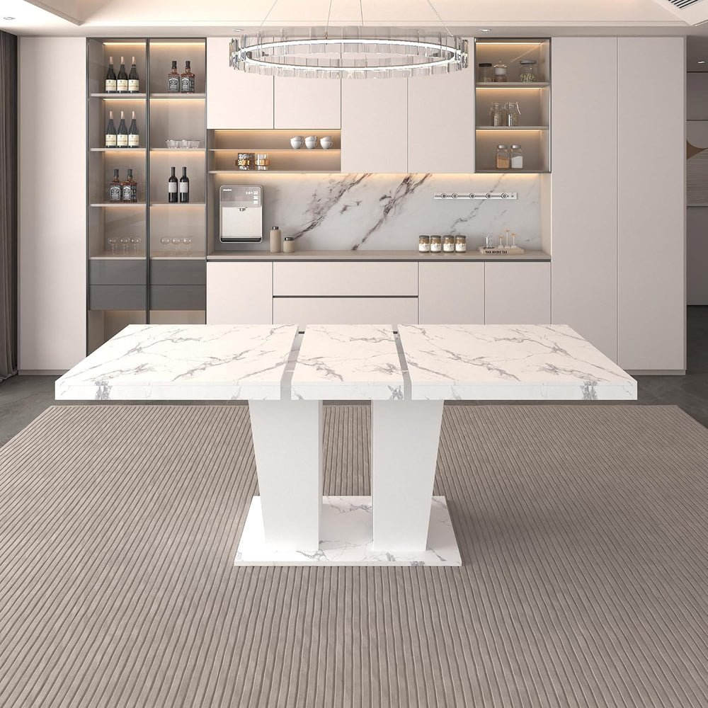 78.74'' Extendable Rectangular Dining Table for 4-8, Modern Mid-Centu...