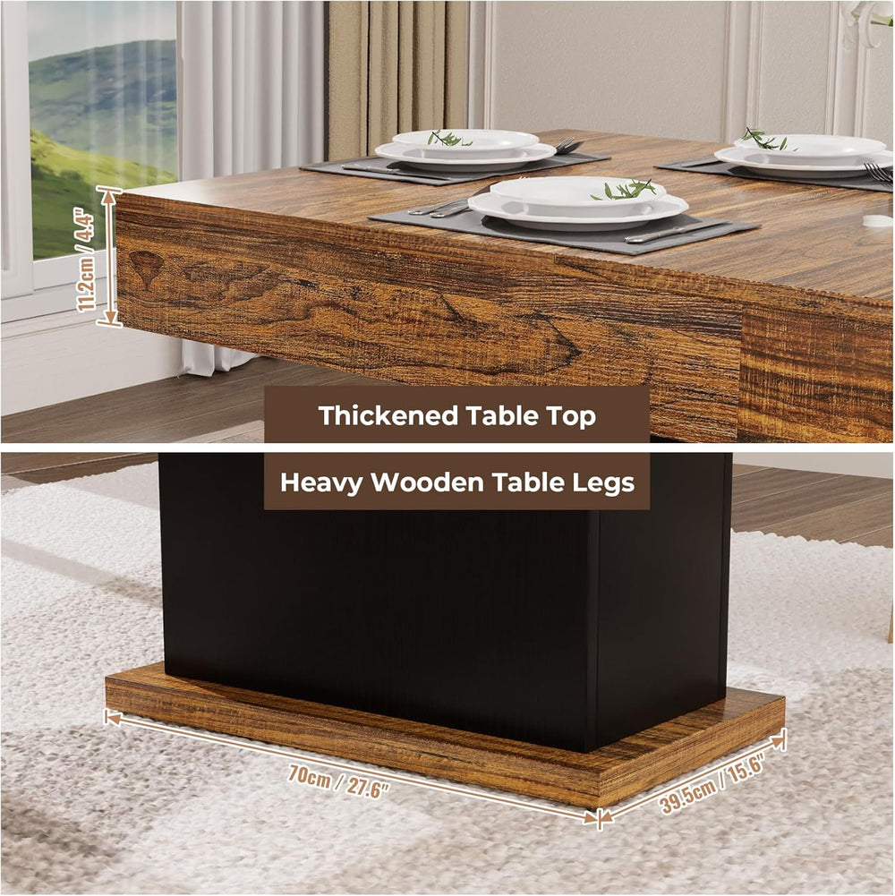 55" Dining Table for 4 to 6 People, Farmhouse Wood Dinner Table with Dra...