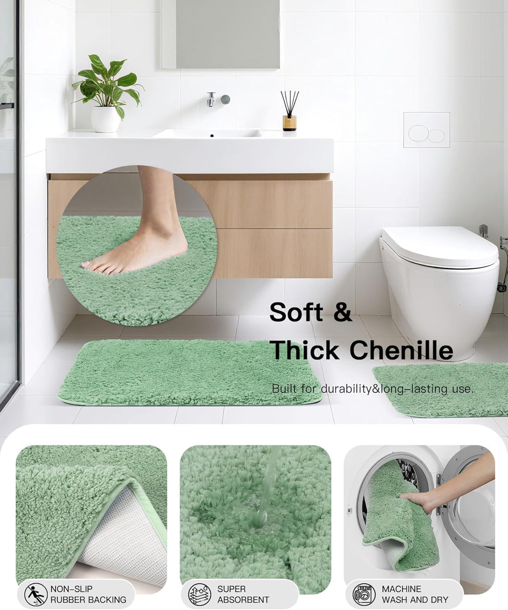 Bathroom Accessories Set,Green Bathroom Set,24 Pieces Bathroom Accessory Set with Shower Curtain,Trash Can for Bathroom Accessories Décor and Home Gifts