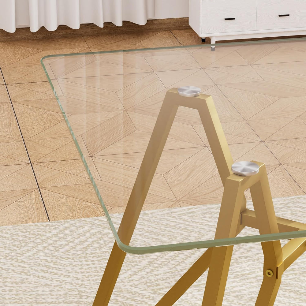 KEIKI 35.4-inch Square Tempered Glass Dining Table, Suitable for 2-4 People, ...