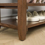Wooden Storage Shoe Bench, Entryway Bench with 3-Tiers Height Adjustable, Shoe Rack Front Doors Entrances for Hallway Living Room,Mudrooms (Brown,25.6")