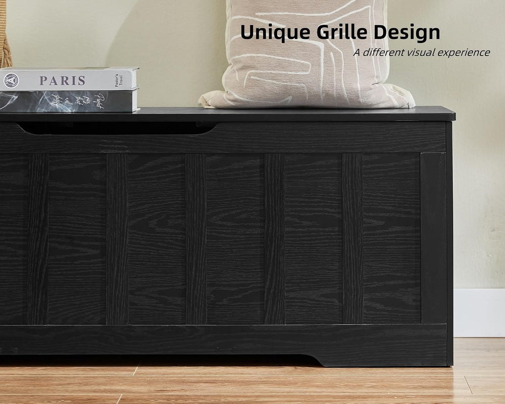 VANKILEY 51.2" Storage Chest Extra Large,Wooden Storage Bench,Black | Ch...