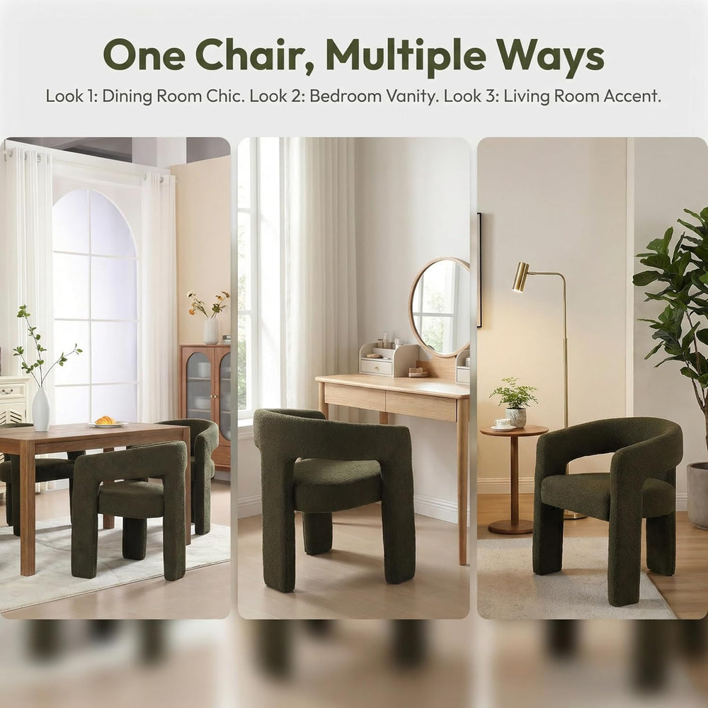 Hyfirm Modern Barrel Dining Chairs Set of 4, Comfy Sherpa Upholstered Accent ...