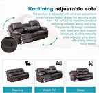 Recliner Sofa Set Couches for Living Room Chair Semi PU Fabric Living Room Furniture Sets, Adjusted Loveseat Reclining Couch Furniture Sofa Set for Theater Seating, 3-Seater, Dark Brown