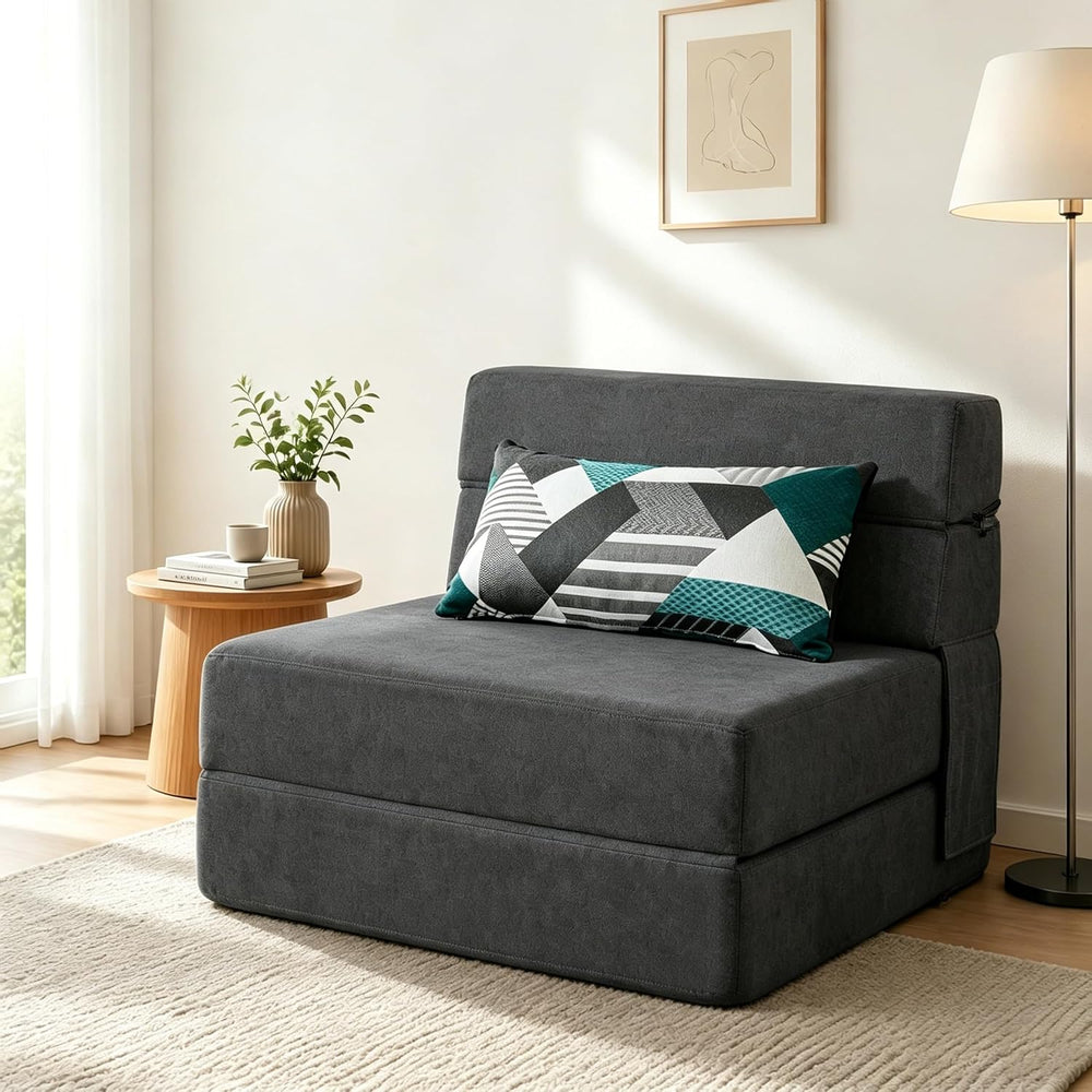 Foling Sofa Bed Convertible Sleeper Chair, Fold Out Chair Bed with Pillow | M...