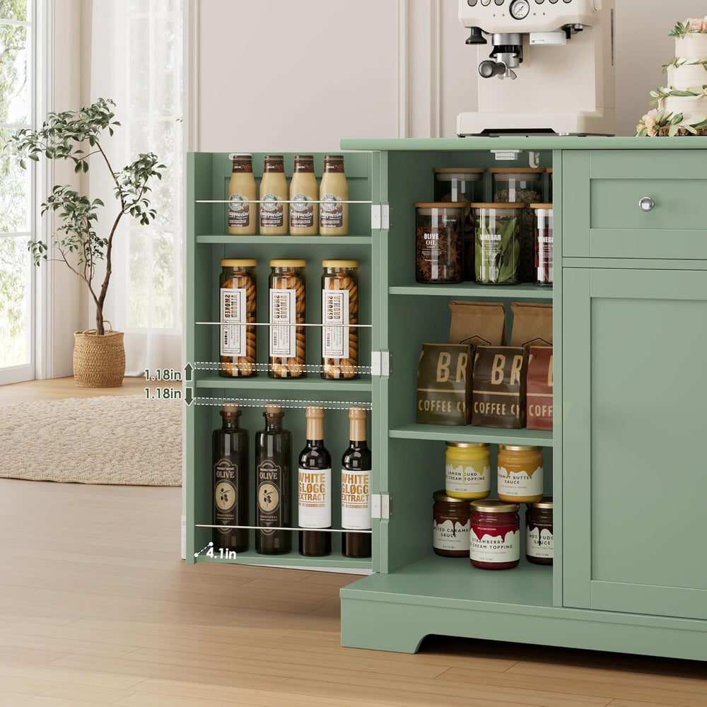 HITHOS 54" W Kitchen Buffet Cabinet with Storage, Coffee Bar Cabinet, Green