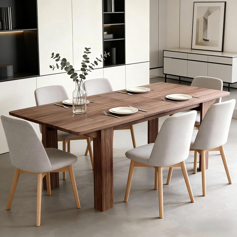 Expandable Dining Table for 6-10 People, 55" to 86" Wooden Extendab...
