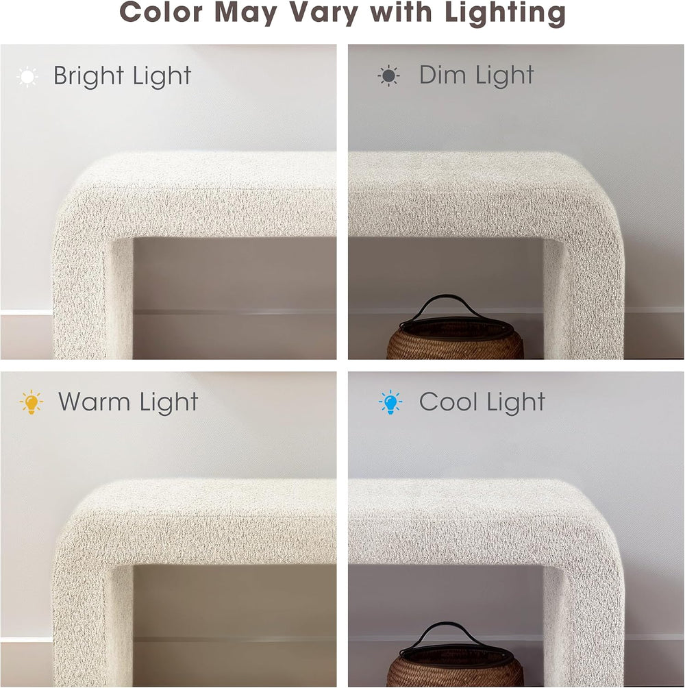 Ink+Ivy Steve Entryway Accent Bench Padded, Cozy Plush Boucle Upholstered Ben...