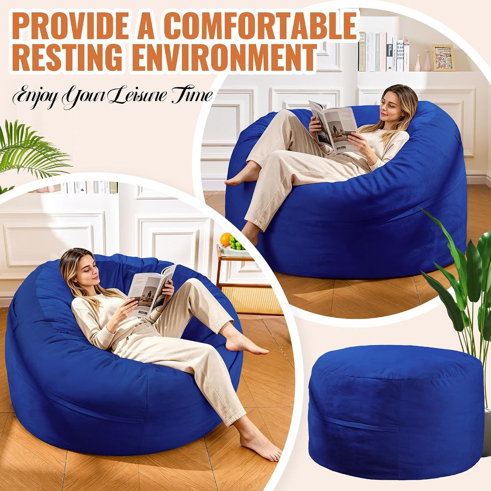 4FT Giant Bean Bag Chair for Adults and Teens - Large Bean Bag Sofa with Prem...