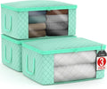 Sorbus Medium Clothes Storage Bags - Foldable Blanket Storage Bins for Organizing Bedroom, Closet, Clothing, Comforter, Organization with Clear Window, Lids and Carry Handles - Set of 3