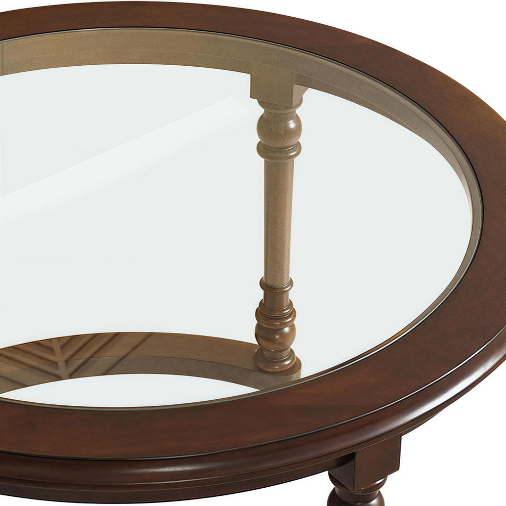 31.5'' Nesting Coffee Table Set of 2, Solid Wood Round Nesting Coffee...