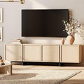 WAMPAT Modern TV Stand for 32-75 inch TVs, Wood Entertainment Center with Storage Cabinets, Media TV Console Table for Living Room, Oak Light Oak