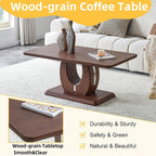 LKTART Coffee Table for Living Room, Modern Coffee Table with Storage, Rectangle Tabletop Stable Base for Dining Room Apartment Small Space (43.3''L×22.4''W-Walnut)