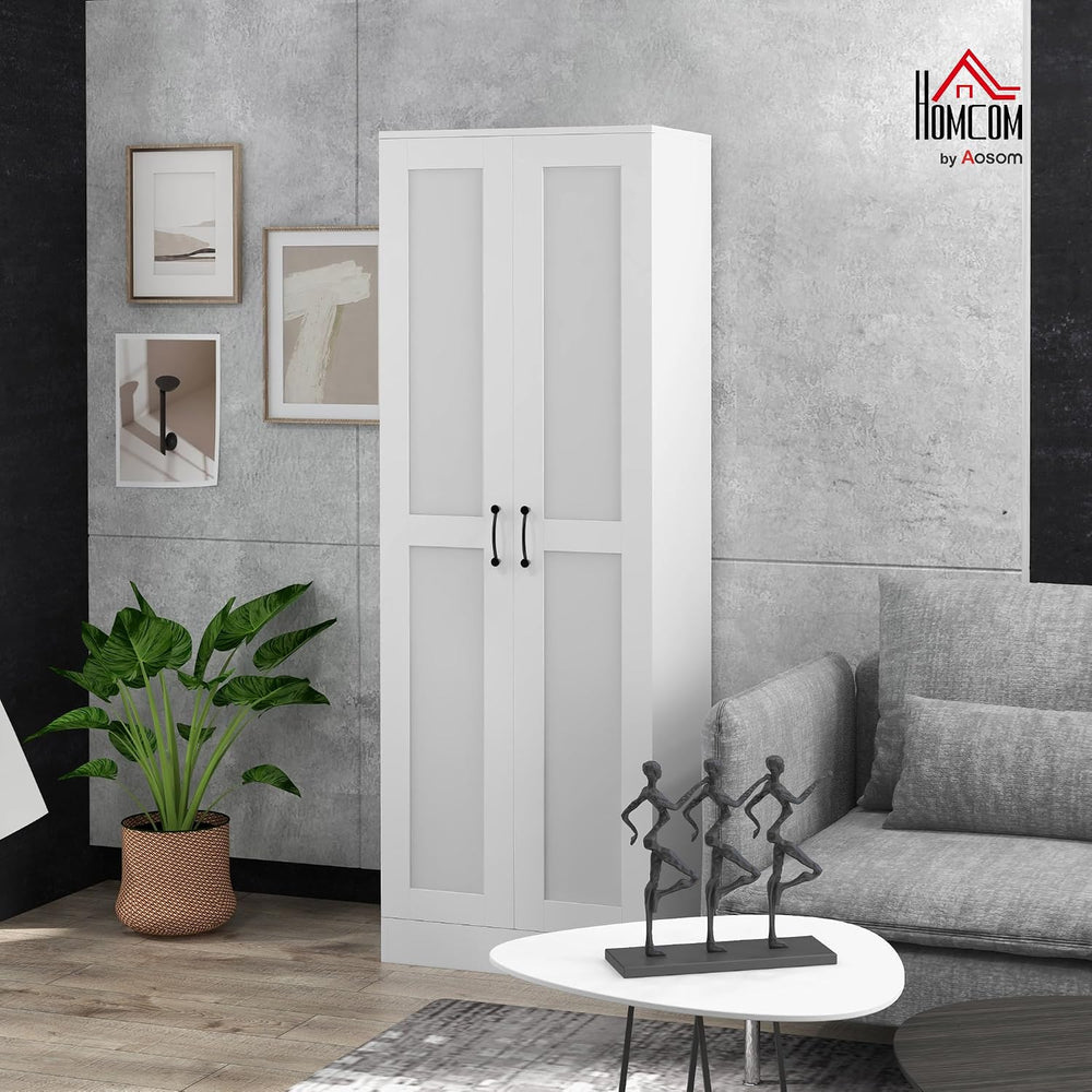 HOMCOM 69" Tall Storage Cabinet Movable Shelves Soft Close Doors White |...